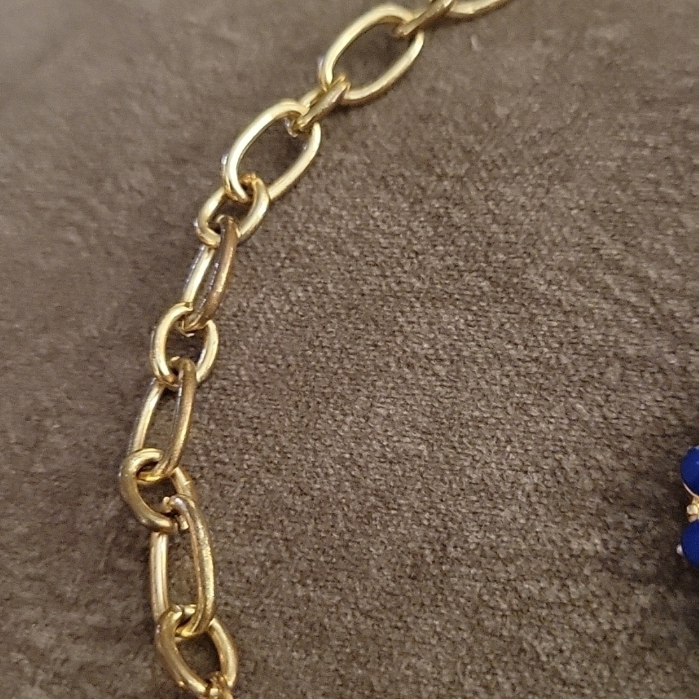 VTG Y2k Royal Blue Floral Chain Necklace Earrings Set - Picture 7 of 12